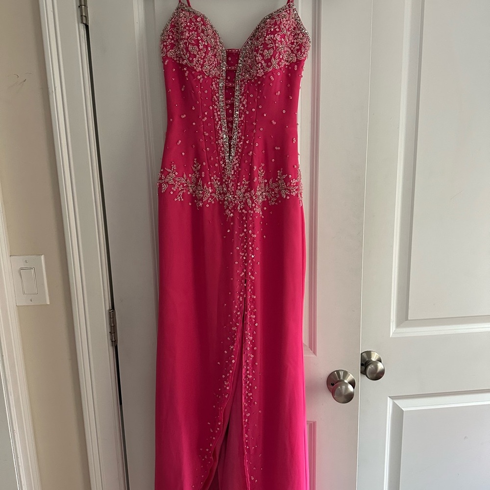 Mori Lee Elegant Pink Embellished Gown